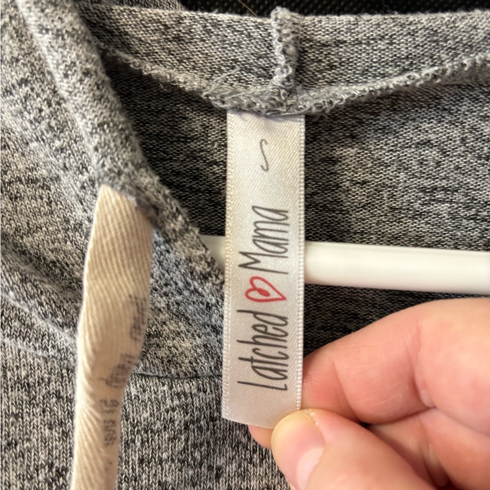 Gray Hooded Nursing Sweatshirt - Comfortable Layered Maternity Top - Picture 4 of 4